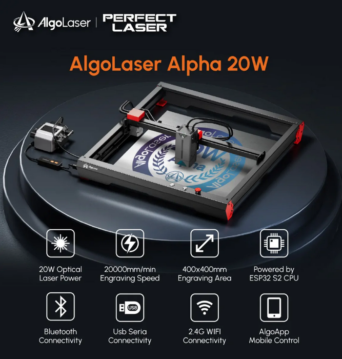 AlgoLaser - Alpha 22W Laser Engraving and Cutting Machine - Doodles Super Kit