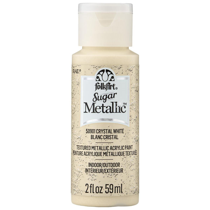 FolkArt Sugar Metallic Acrylic Paint 2oz-Crystal White