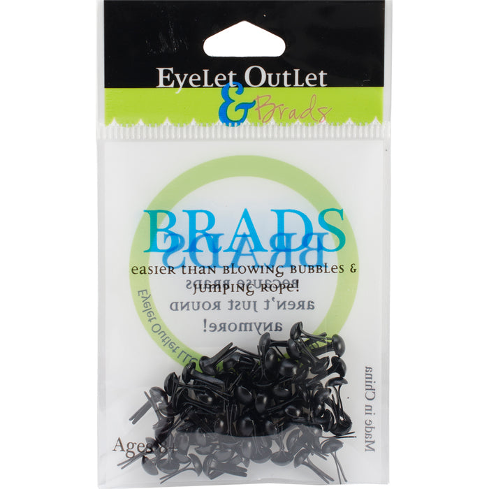 Eyelet Outlet Round Brads 4mm 70/Pkg-Black