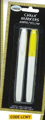 Crazy Crafts - Chalk Markers - 2piece - White & Yellow