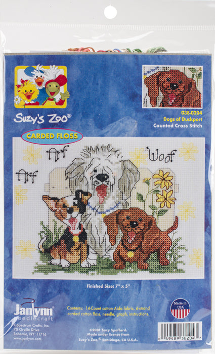 Janlynn/Suzy's Zoo Mini Counted Cross Stitch Kit 7"X5"-Dogs Of Duckport (14 Count) 38-0204
