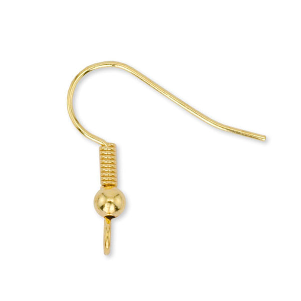 Ear Wires, Ball & Spring, Gold Color, 144 pc