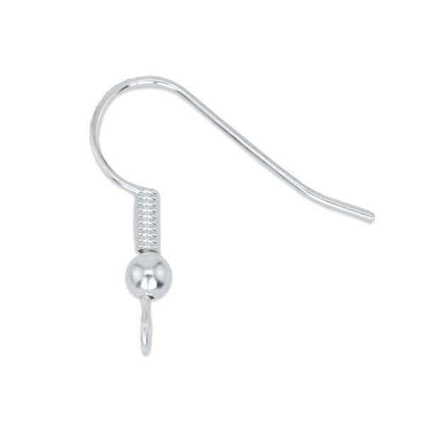 Ear Wires, Ball & Spring, Silver Plated, 20 pc