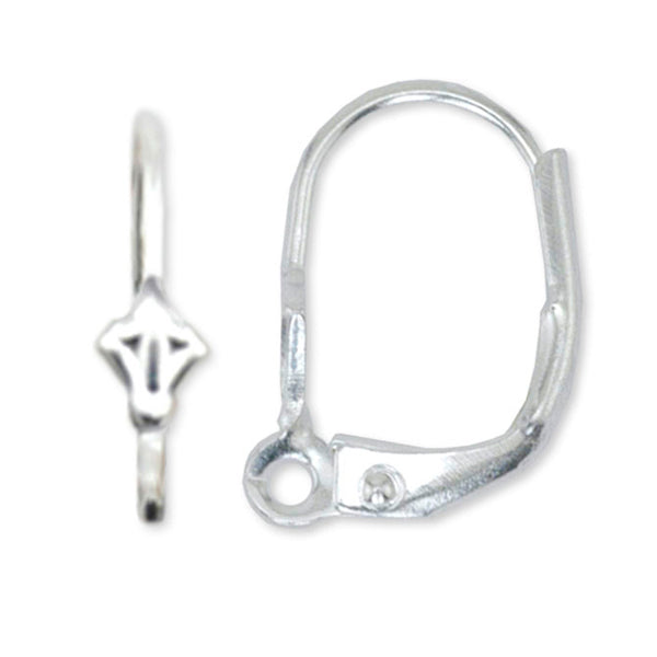 Ear Wires, Lever Back, Fleur, Silver Plated, 144 pc