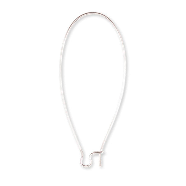 Ear Wires, Kidney, 44 mm / 1.73 in, Silver Plated, 144 pc