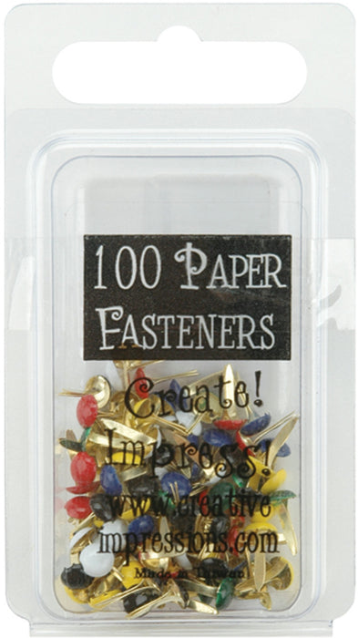 Creative Impressions - Mini Metal Paper Fasteners 3mm 100/Pkg Round - Primary