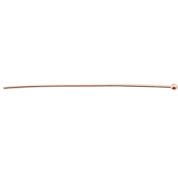 Head Pins, Ball, Medium, 2.0 in / 50.8 mm, wire diameter 0.63 mm / .027 in, Rose Gold Color, 24 pc