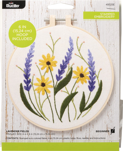 Bucilla Stamped Embroidery Kit 6" Round-Lavender Fields