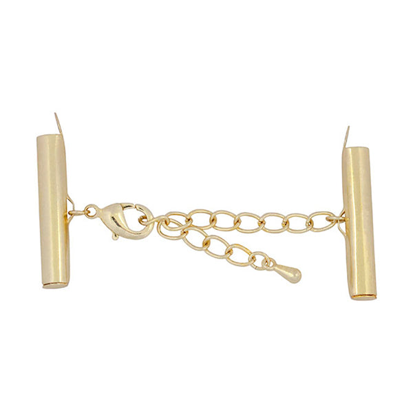 Beadalon - Slide Connector 1 in / 26 mm, Lobster Extension Clasp 2 in / 5.08 cm, Gold Color Electrophoretic Coating, 1 set