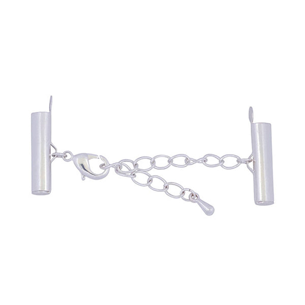 Slide Connector .79 in / 20 mm, Lobster Extension Clasp 2 in / 5.08 cm, Silver Plated Electrophoretic Coating, 1 set