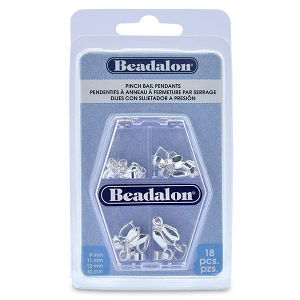 Pinch Bail Pendant, Variety Pack, Silver Plated, 18 pc