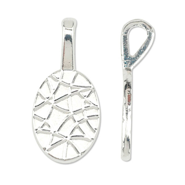 Glue-On Bail, 10x23 mm / .39 x .91 in, Silver Plated, 3 pc