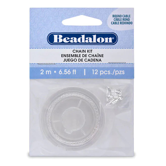 Beadalon - Chain Kit - Round Cable, Silver Plated