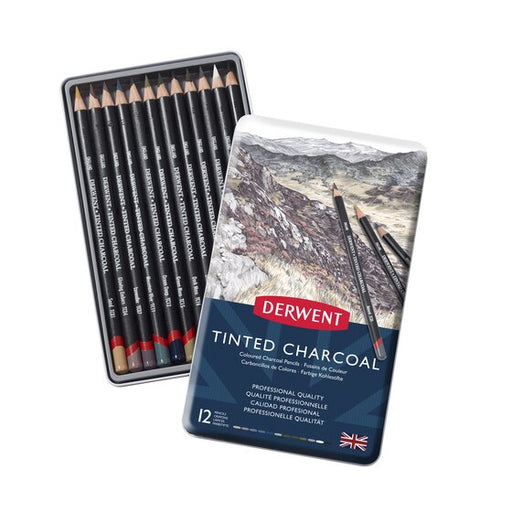 Derwent - Tinted Charcoal Pencils in Tin - 12pk