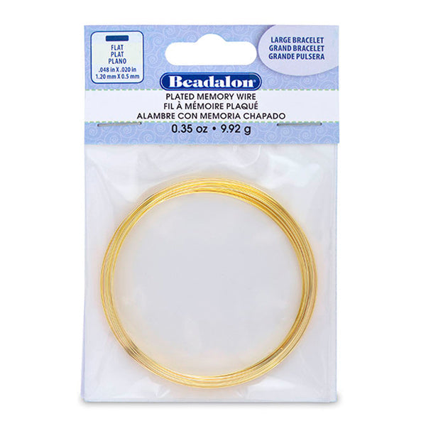 Memory Wire, Flat, Large Bracelet, Gold Color, 0.35 oz / 1 g, approx. 12 coils