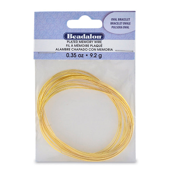 Memory Wire, Round, Oval Bracelet, Gold Color, 0.35 oz / 9.9 g, approx. 23 coils/pack