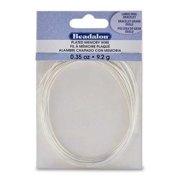 Memory Wire, Round, Large Oval Bracelet, Silver Plated, 0.35 oz / 9.9 g, approx. 20 coils/pack