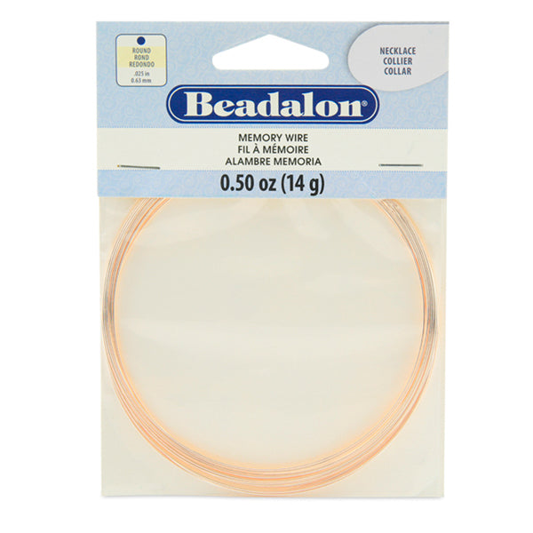 Memory Wire, Round, Necklace, Rose Gold Color, 0.5 oz / 14 g, approx. 18 coils/pack