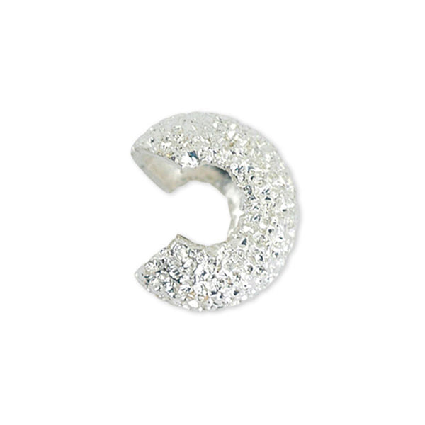 Crimp Covers, 5 mm / .197 in, Sparkle, Silver Plated, 18 pc