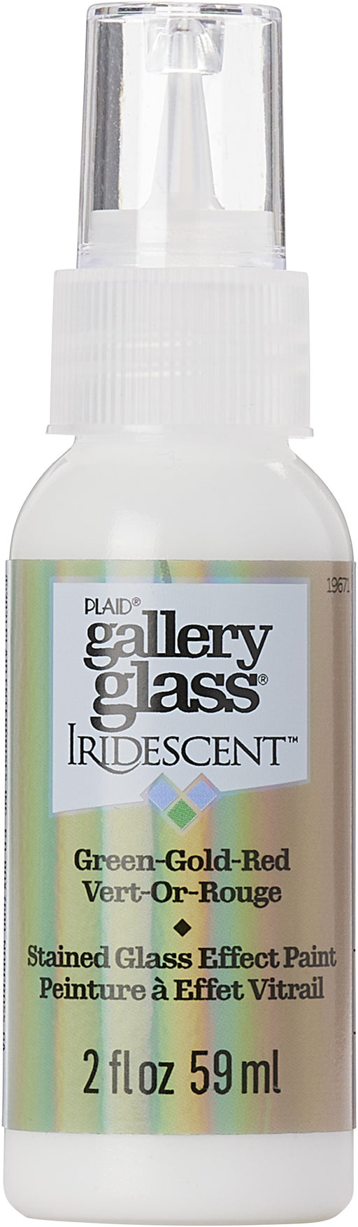 FolkArt Gallery Glass Paint 2oz-Iridescent Green/Gold/Red