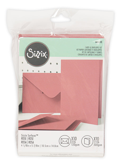 Sizzix Surfacez Card & Envelope Pack A6 10/Pkg-Rose