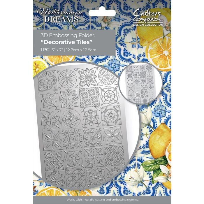 Crafter's Companion - Mediterranean Dreams 3D Embossing Folder DECORATIVE TILES