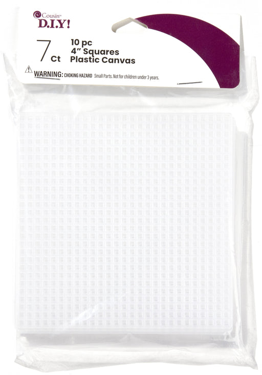 Cousin Plastic Canvas Shape 7 Count 4" 10/Pkg-Squares Clear