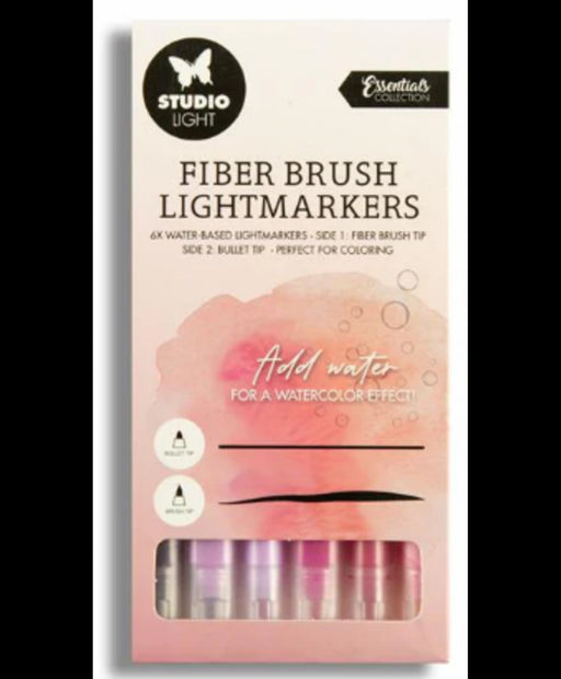 Studio Light Fiber Brush Light Markers Pink Colors 6 PC