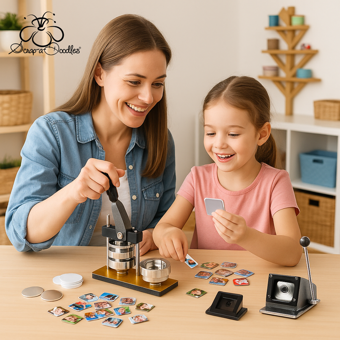 Fridge Magnet and Badge Machine with Cutter - 50mm x 50mm Plus Extra Refills