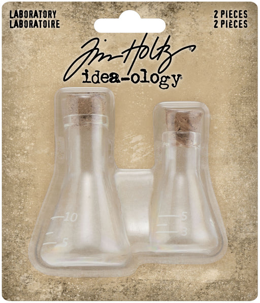 Idea-Ology Small Corked Glass Flasks 2/Pkg-Laboratory 2" To 2.375"