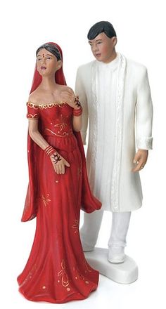 Weddingstar - Porcelain Cake Topper - Indian GROOM and BRIDE IN TRADITIONAL ATTIRE