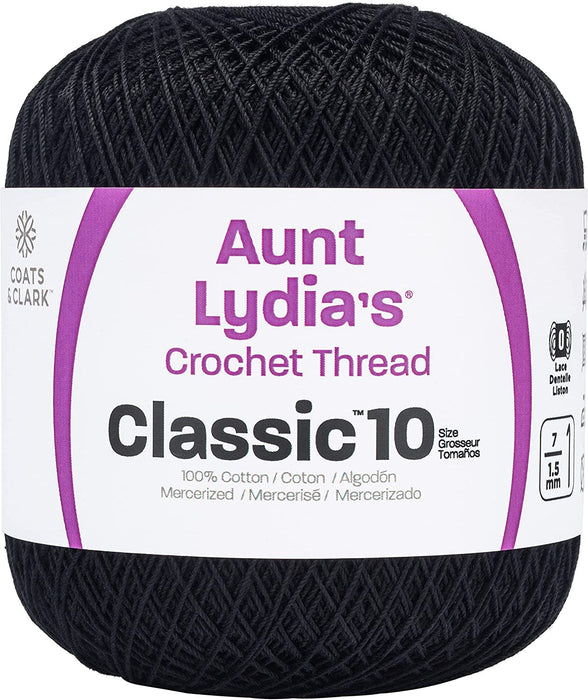 Aunt Lydia's Classic Crochet Thread Size 10-Black