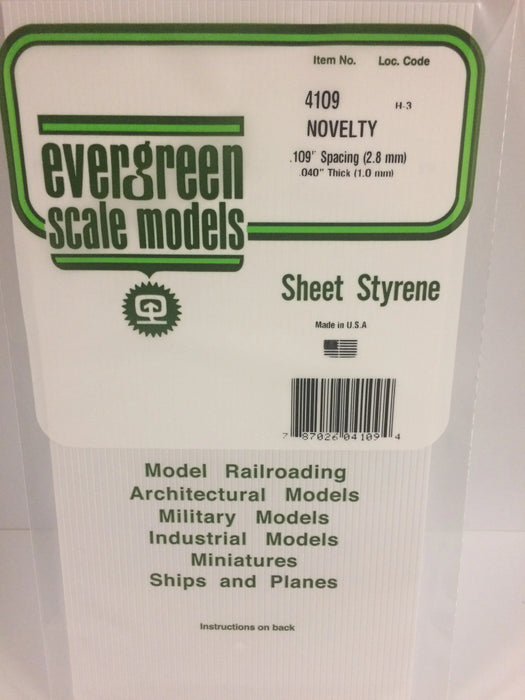 Evergreen Scale Models-4109 - .109" Opaque White Polystyrene Novelty Siding