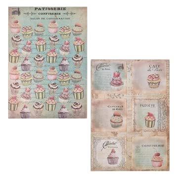 Little Birdie Decoupage Paper A4 4/Pkg- Cupcake Delight