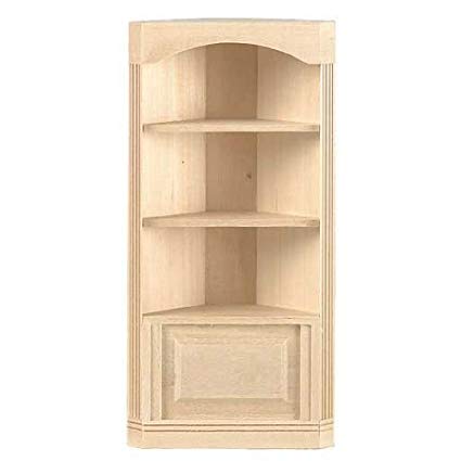 Houseworks - DOLLHOUSE -TOY - Wood 3 Shelf Corner Cabinet - 1 Inch Scale