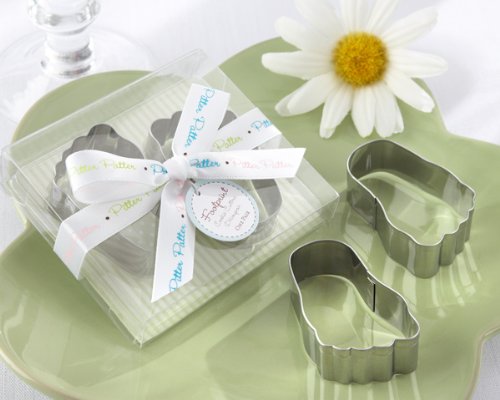 Kate Aspen - Pitter-Patter of Little Feet- Stainless-Steel Baby Footprint Cookie Cutters - 2 Pieces