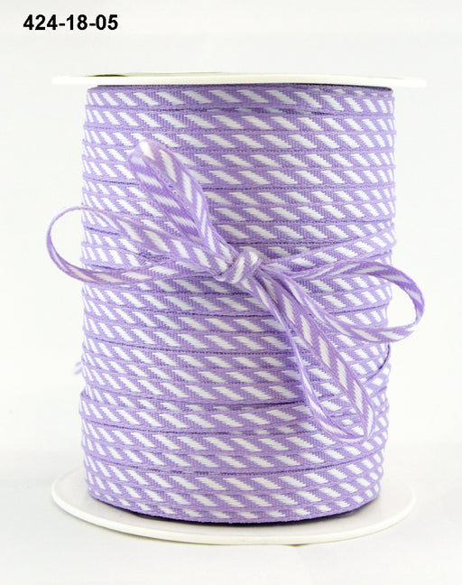 May Arts - 1/8 Inch Mini Diagonal Stripes Ribbon with Woven Edge - Lavender