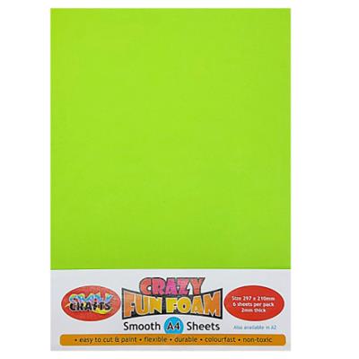 Crazy Crafts - Fun Foam Sheets - Smooth - A4 - Lime Green