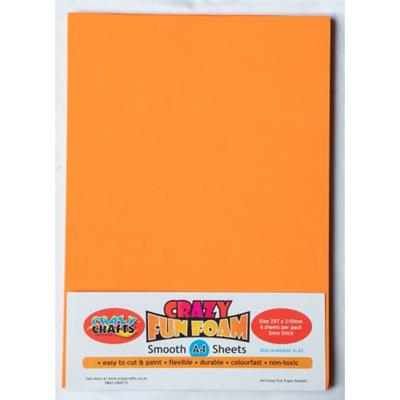 Crazy Crafts - Fun Foam Sheets - Smooth - A4 - Orange