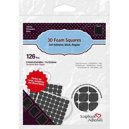 Scrapbook Adhesives - 3D Self-Adhesive Foam Squares 126/Pkg - Black