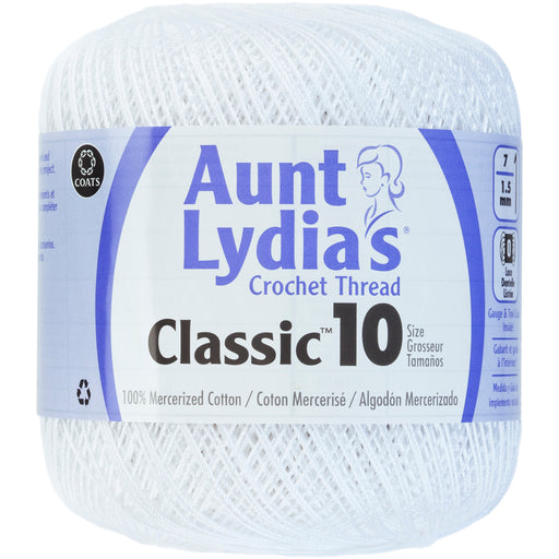 Aunt Lydia's Classic Crochet Thread Size 10-White