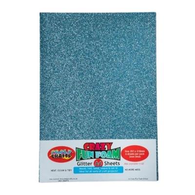 Crazy Crafts - Fun Foam Sheets - Glitter - A4 - Light Turquoise
