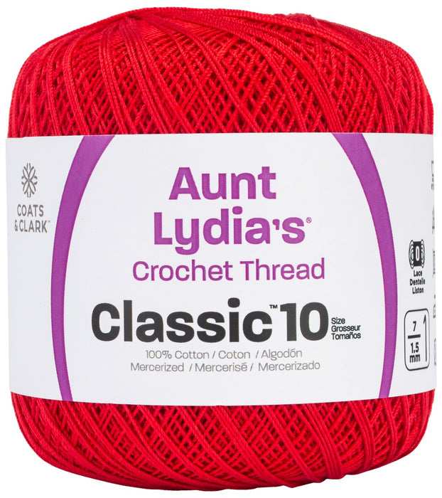 Aunt Lydia's Classic Crochet Thread Size 10-Atom Red