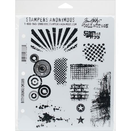 Stampers Anonymous - Tim Holtz - Cling Mounted Rubber Stamp Set - Bitty Grunge