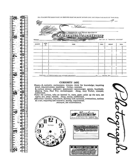 Stampers Anonymous - Tim Holtz - Cling Mounted Rubber Stamp Set - Curiosities