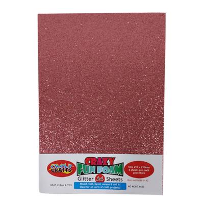 Crazy Crafts - Fun Foam Sheets - Glitter - A4 - Light Pink