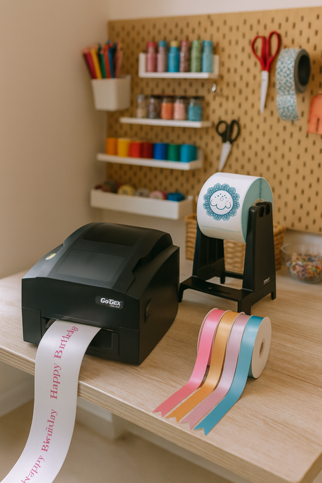 Godex G500 - Thermal Printer - Ribbon & Label Printer - Super Bundle with Media Stand