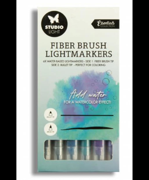 Studio Light Fiber Brush Light Markers Blue Colors 6 PC