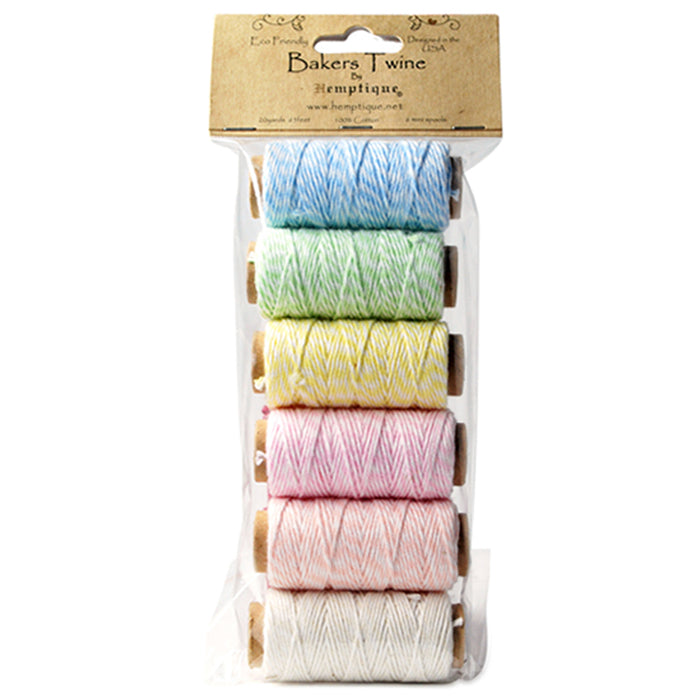 Hemptique Cotton Baker's Twine Mini Spool Set 2-Ply 65'-Creamy Pastel