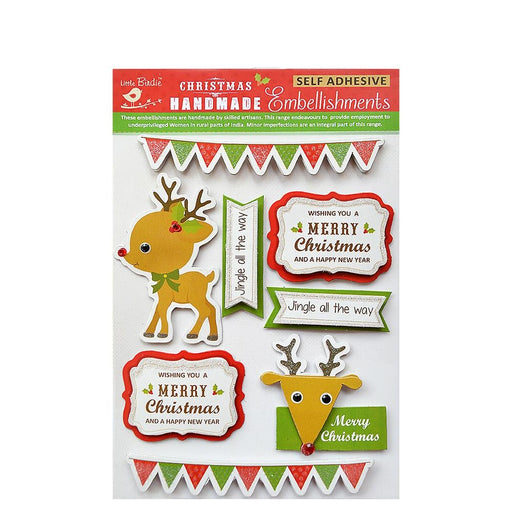 Little Birdie Christmas 3D Embellishment 8/Pkg-Reindeer Wishes